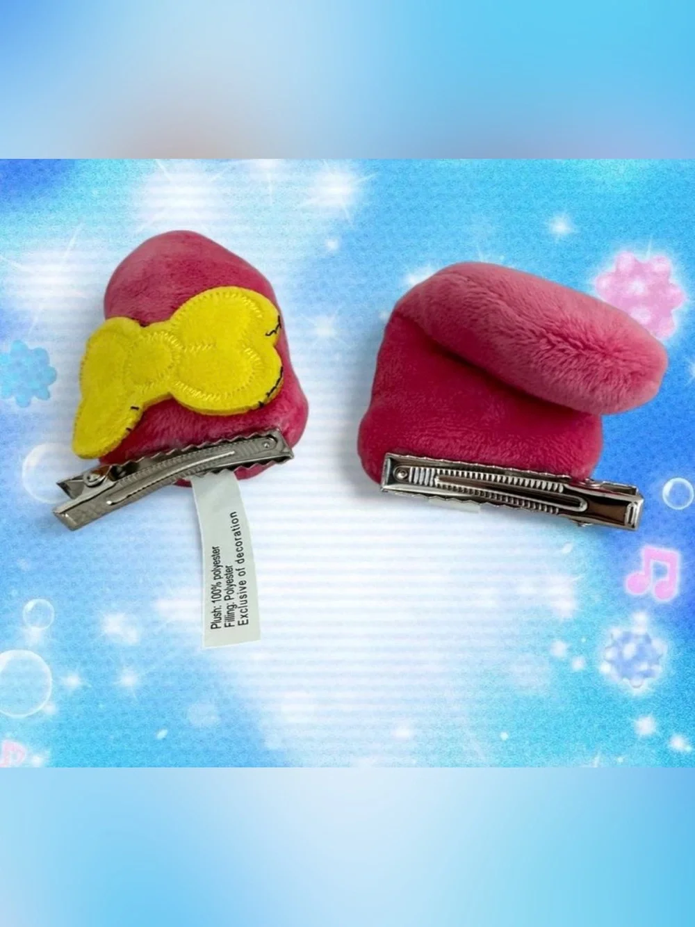 Sanrio Hello Kitty My Melody ears pink hair clips with yellow bow
